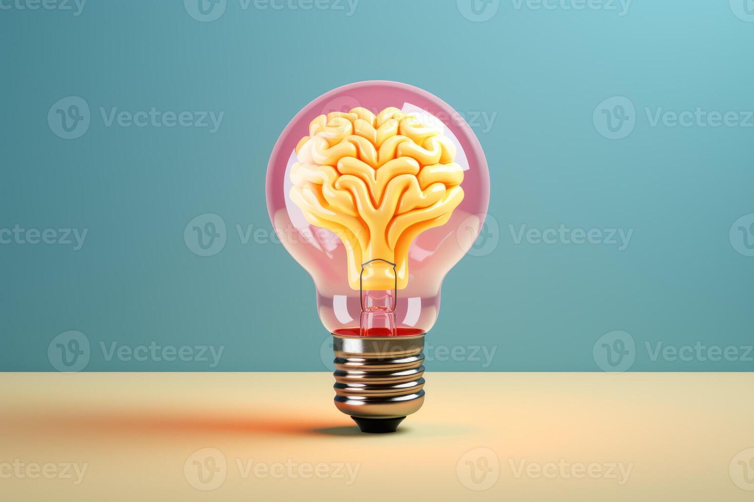 AI generated a light bulb with a brain inside of it, idea concept photo