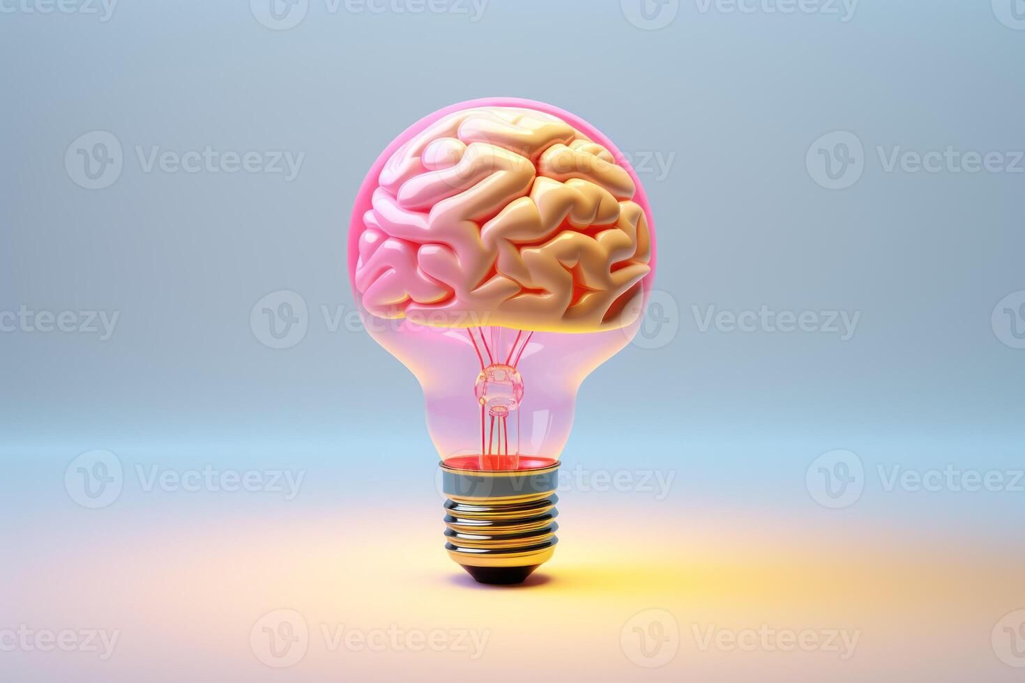 AI generated a light bulb with a brain inside of it, idea concept photo