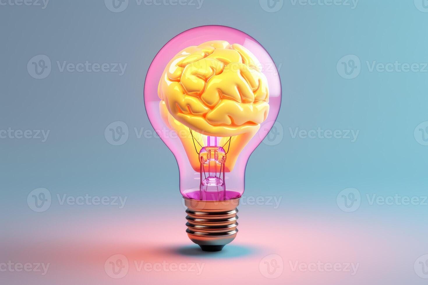 AI generated a light bulb with a brain inside of it, idea concept photo
