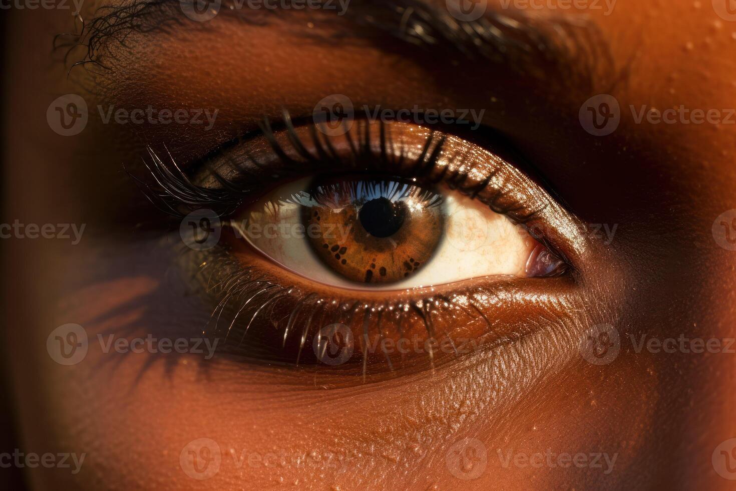 AI generated Close up of an african young woman's eye photo