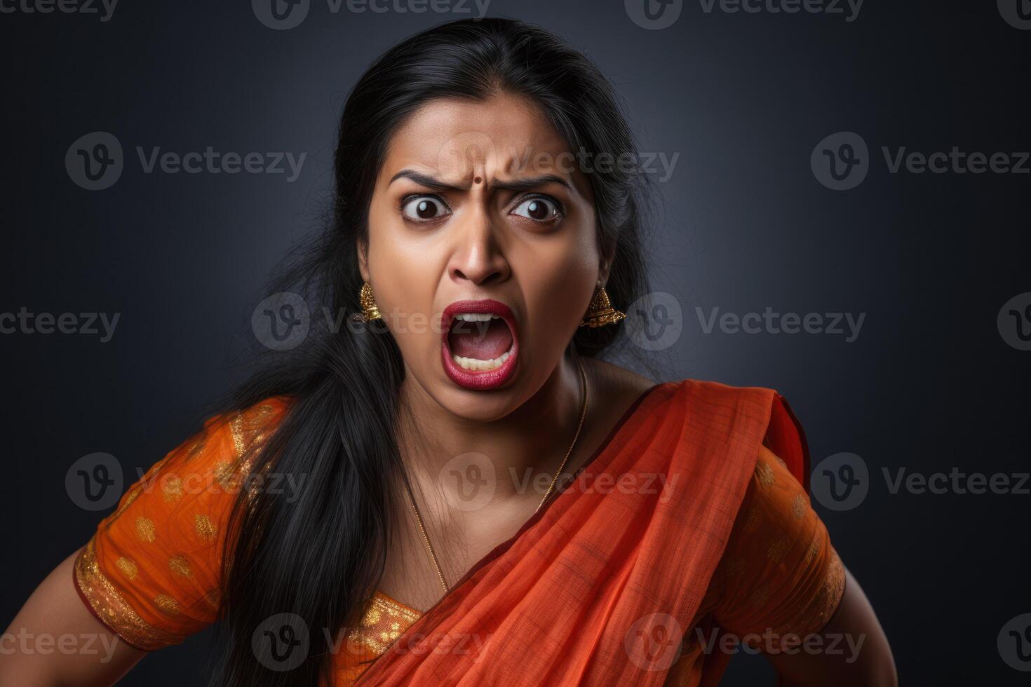 AI generated Woman of indian appearance who appears to be furious photo