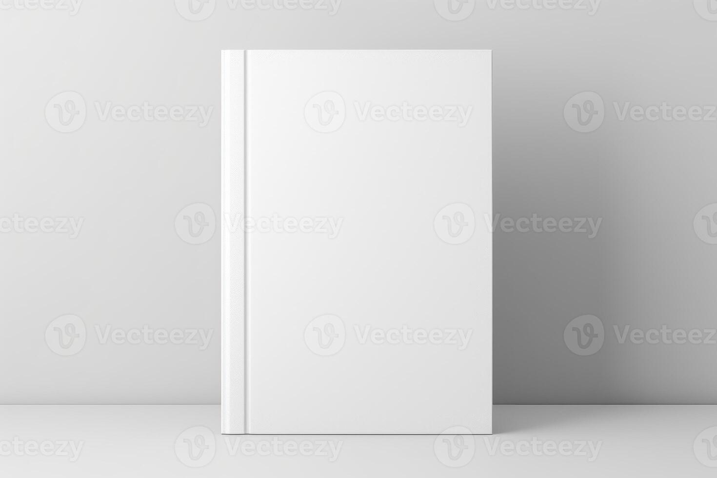 AI generated White book cover for your designs mockup photo