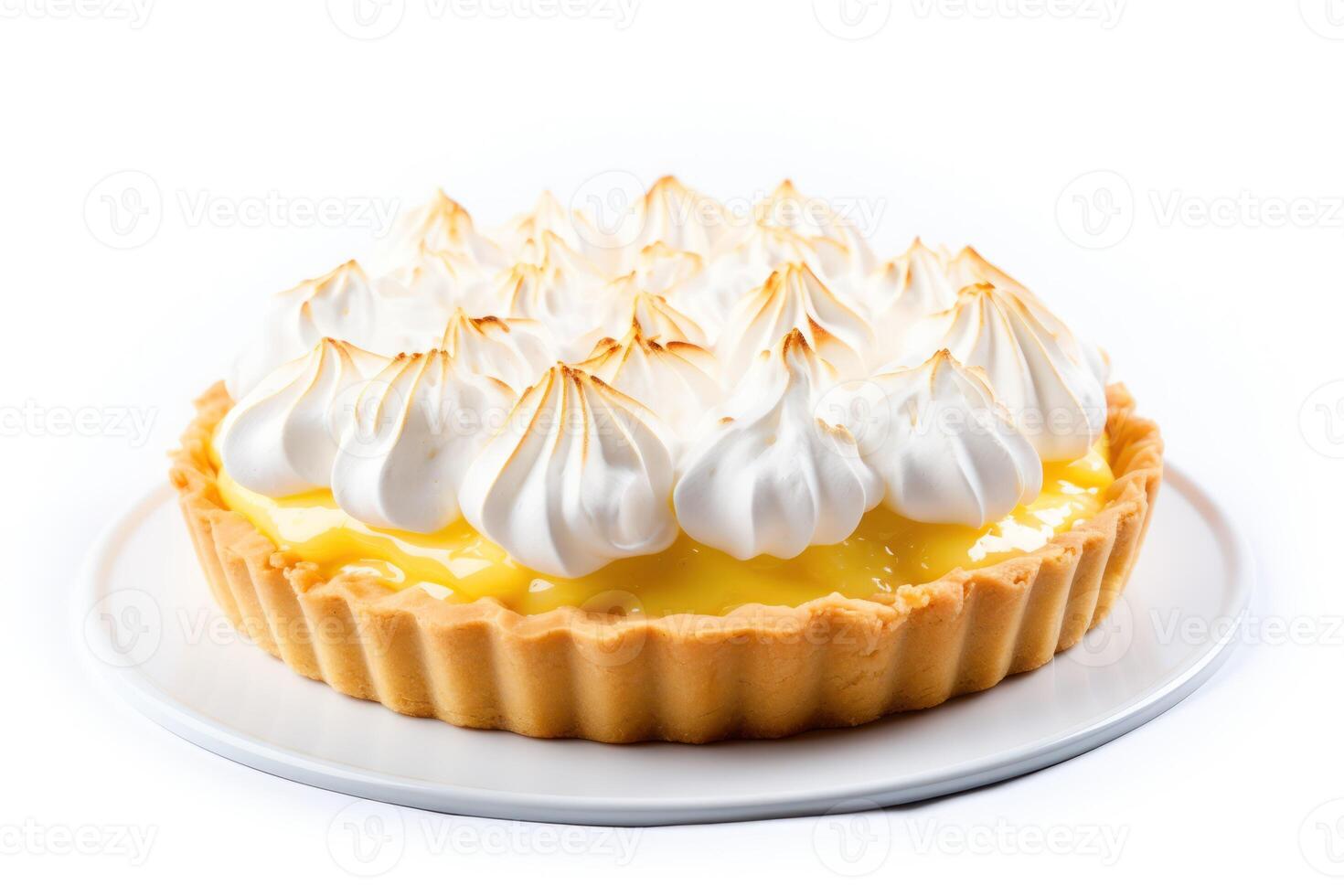 AI generated Lemon pie on white background photo