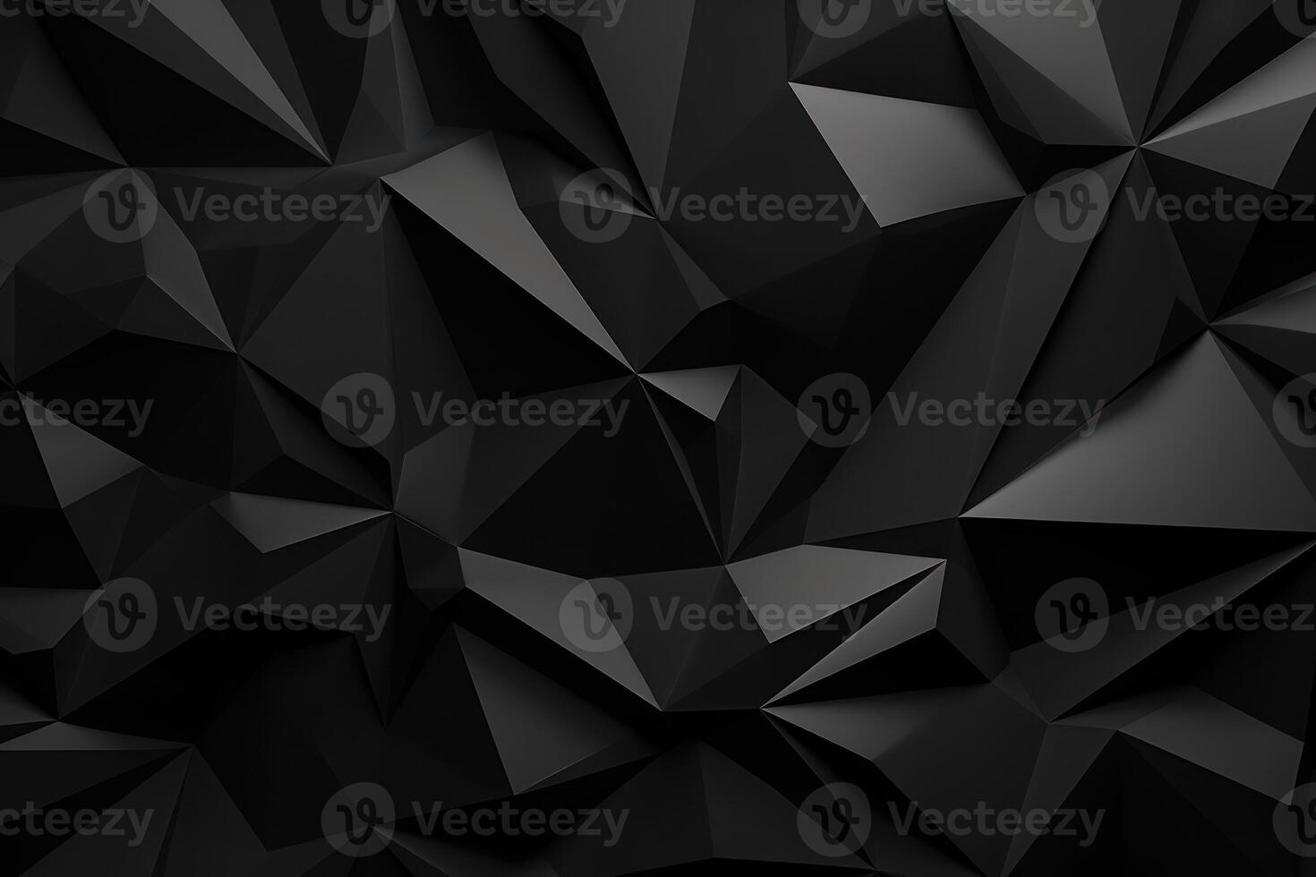AI generated Chaotic black low poly surface computer generated abstract background photo