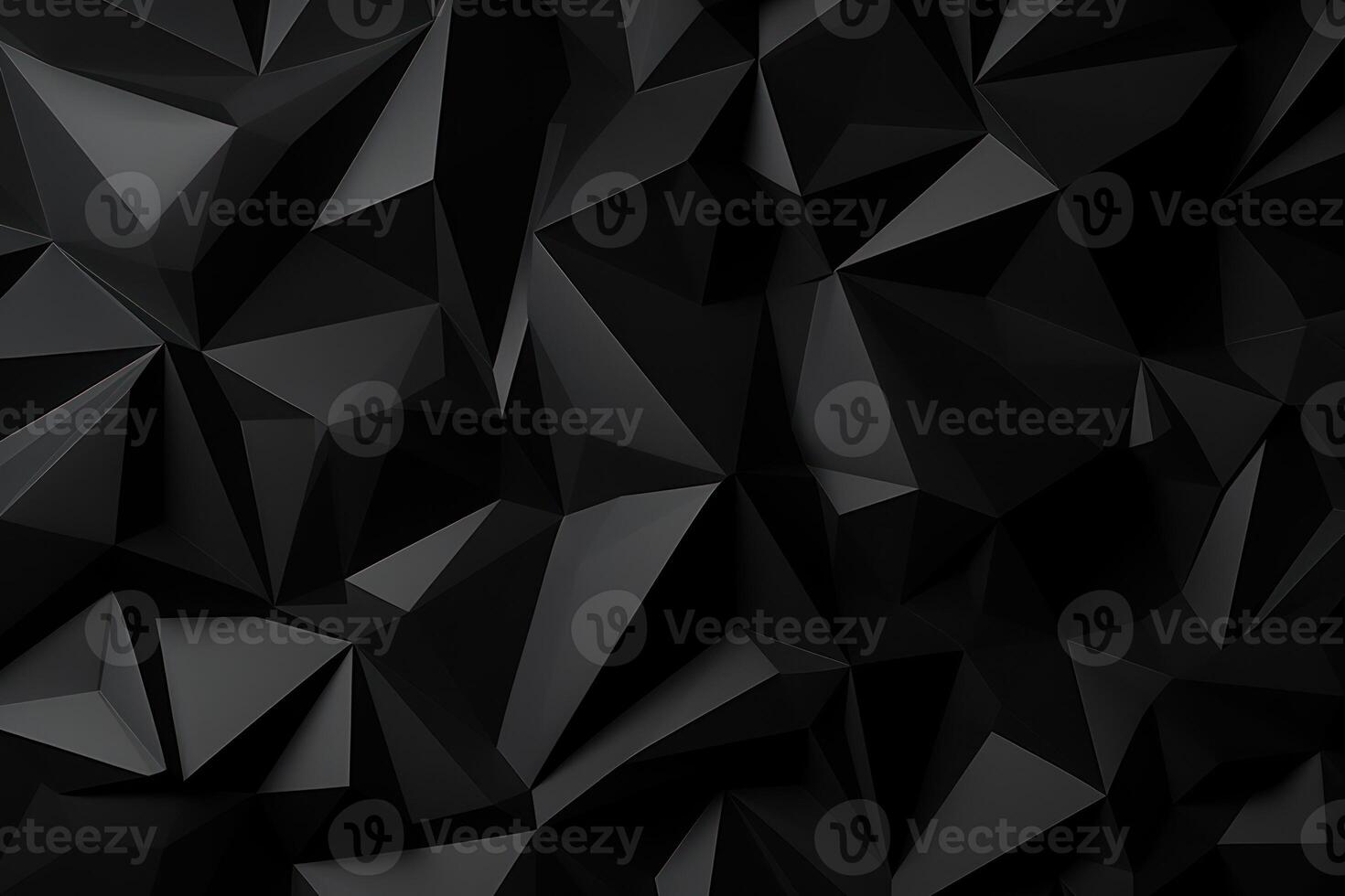 AI generated Chaotic black low poly surface computer generated abstract background photo