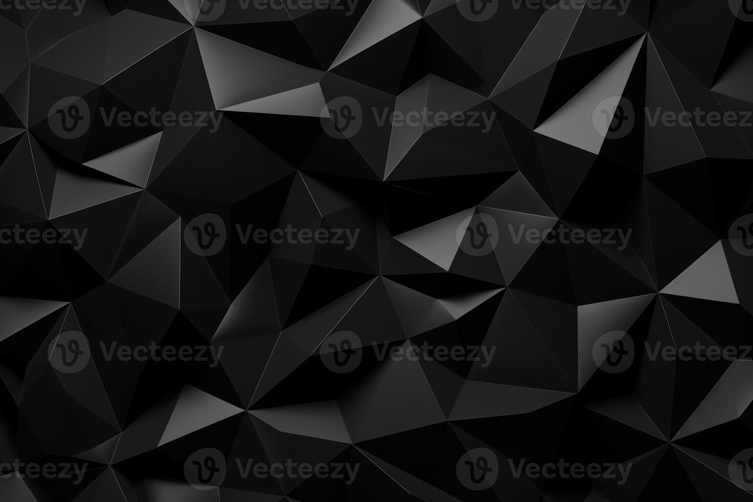 AI generated Chaotic black low poly surface computer generated abstract background photo