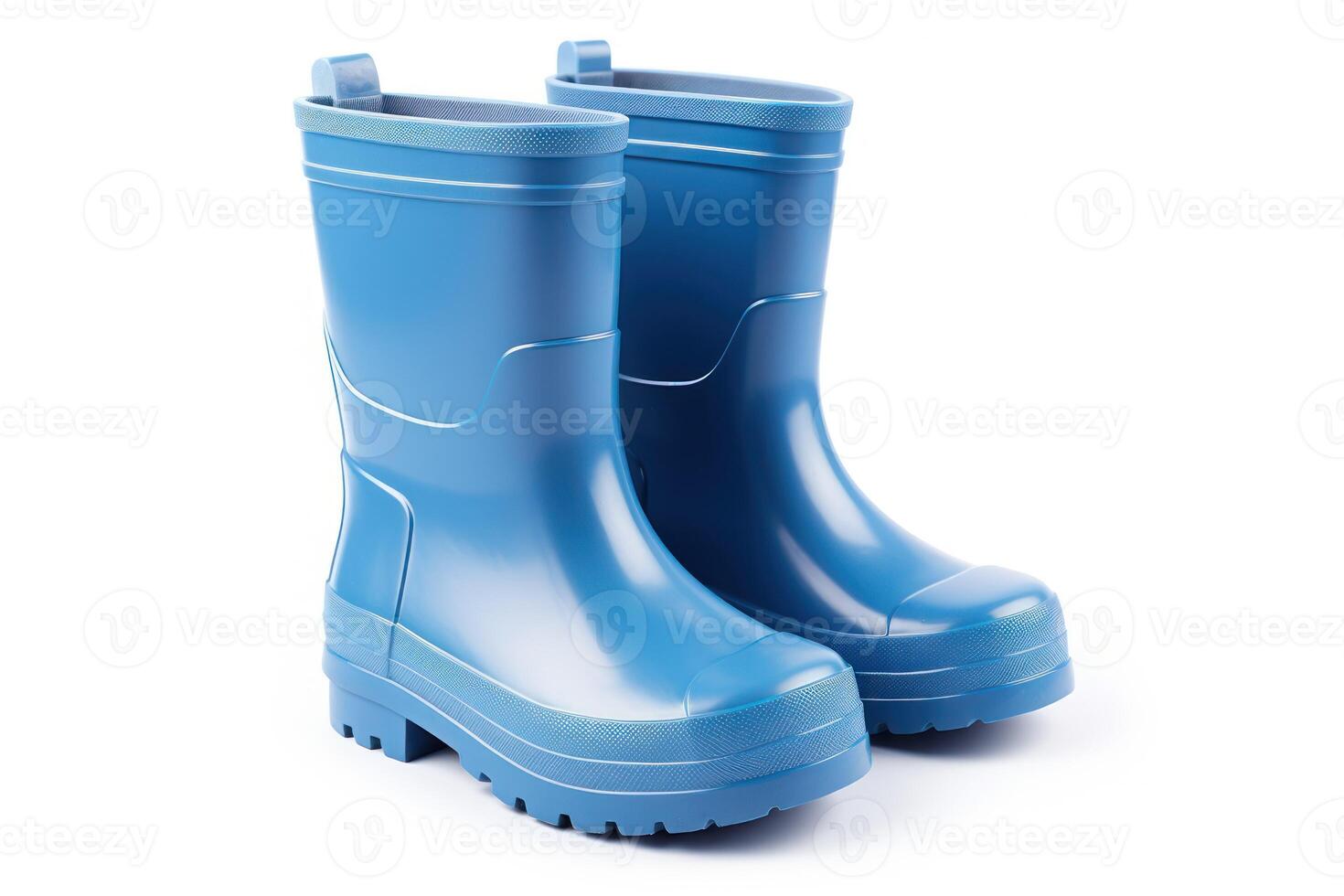 AI generated Blue kids rubber boots isolated on white photo