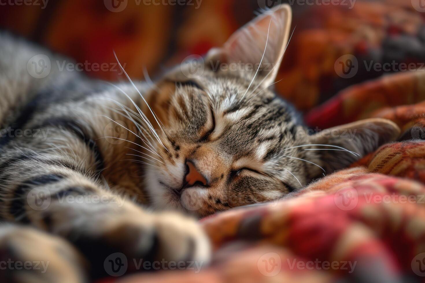 ai generado encantador gato duerme pacíficamente foto
