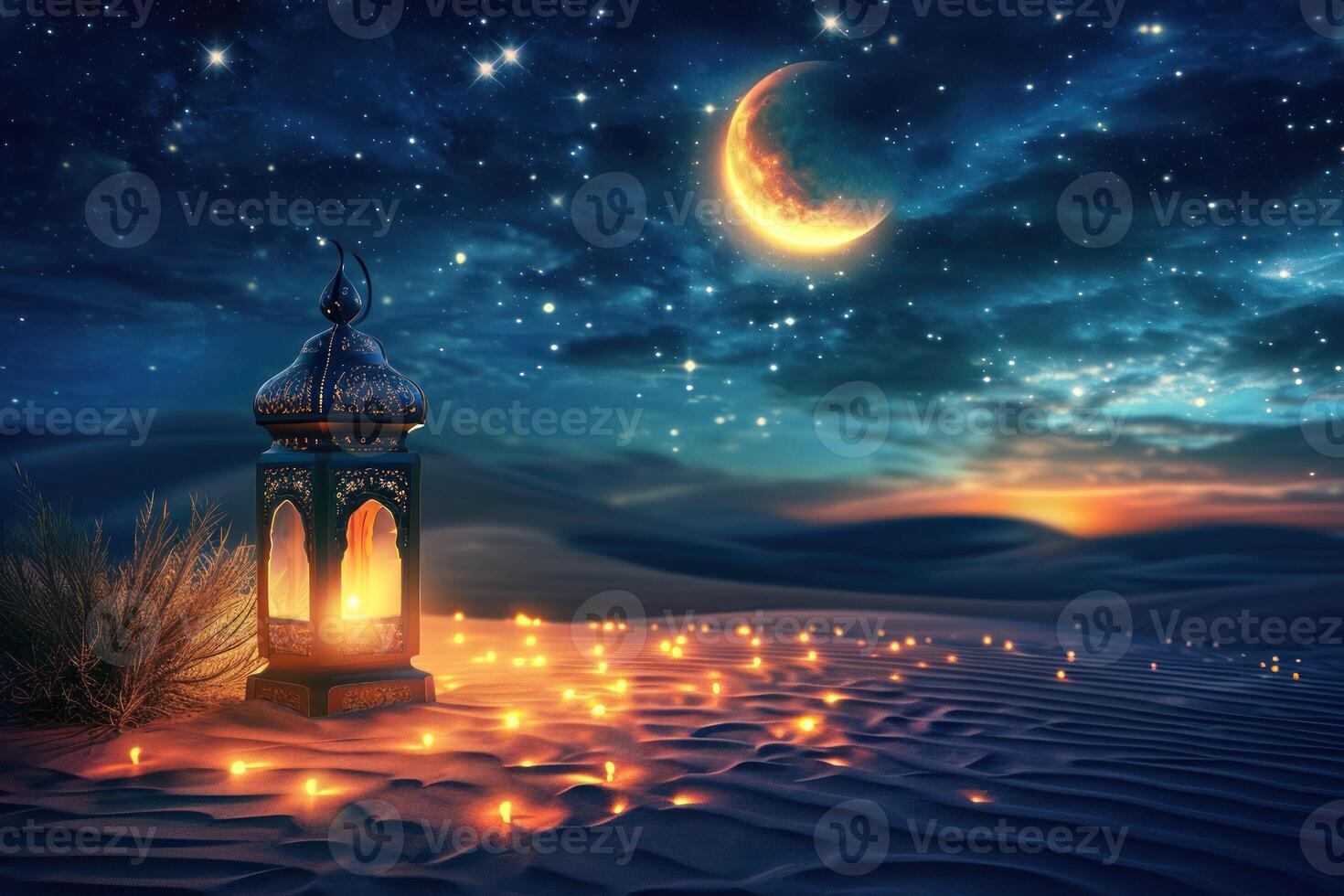 AI generated A realistic radiant glowing background of ramadan kareem photo