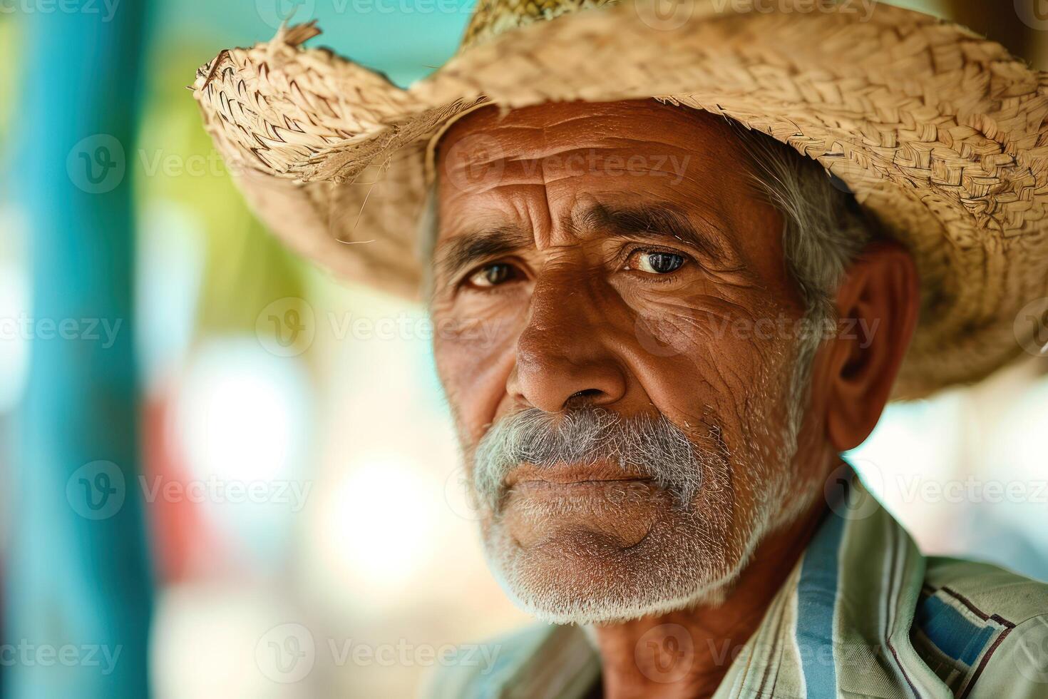 ai generado un hombre vistiendo un sombrero y un Paja sombrero foto