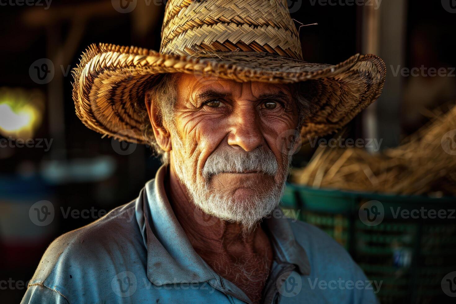 AI generated a Man wearing a hat and a straw hat photo