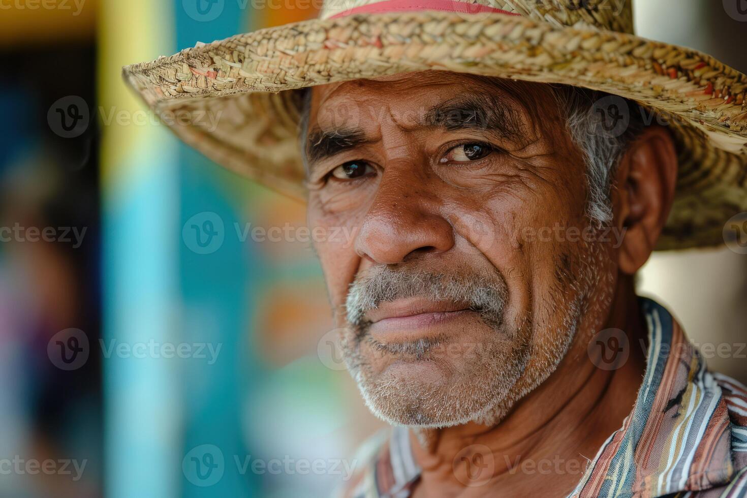 ai generado un hombre vistiendo un sombrero y un Paja sombrero foto