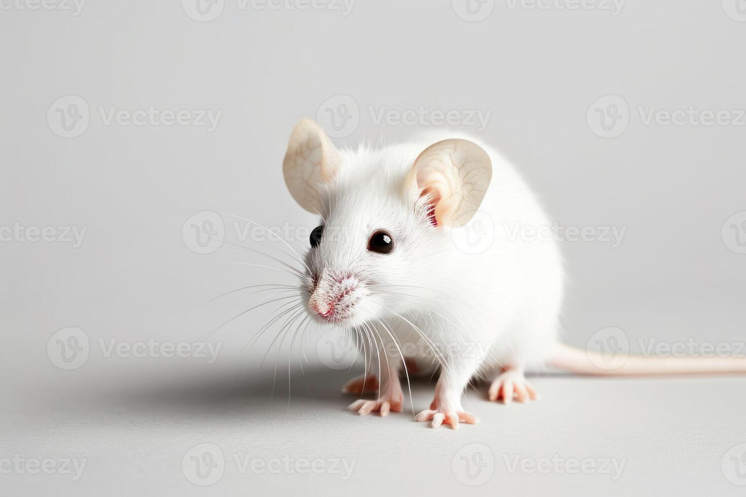 AI generated A white Mouse standing in solid background photo