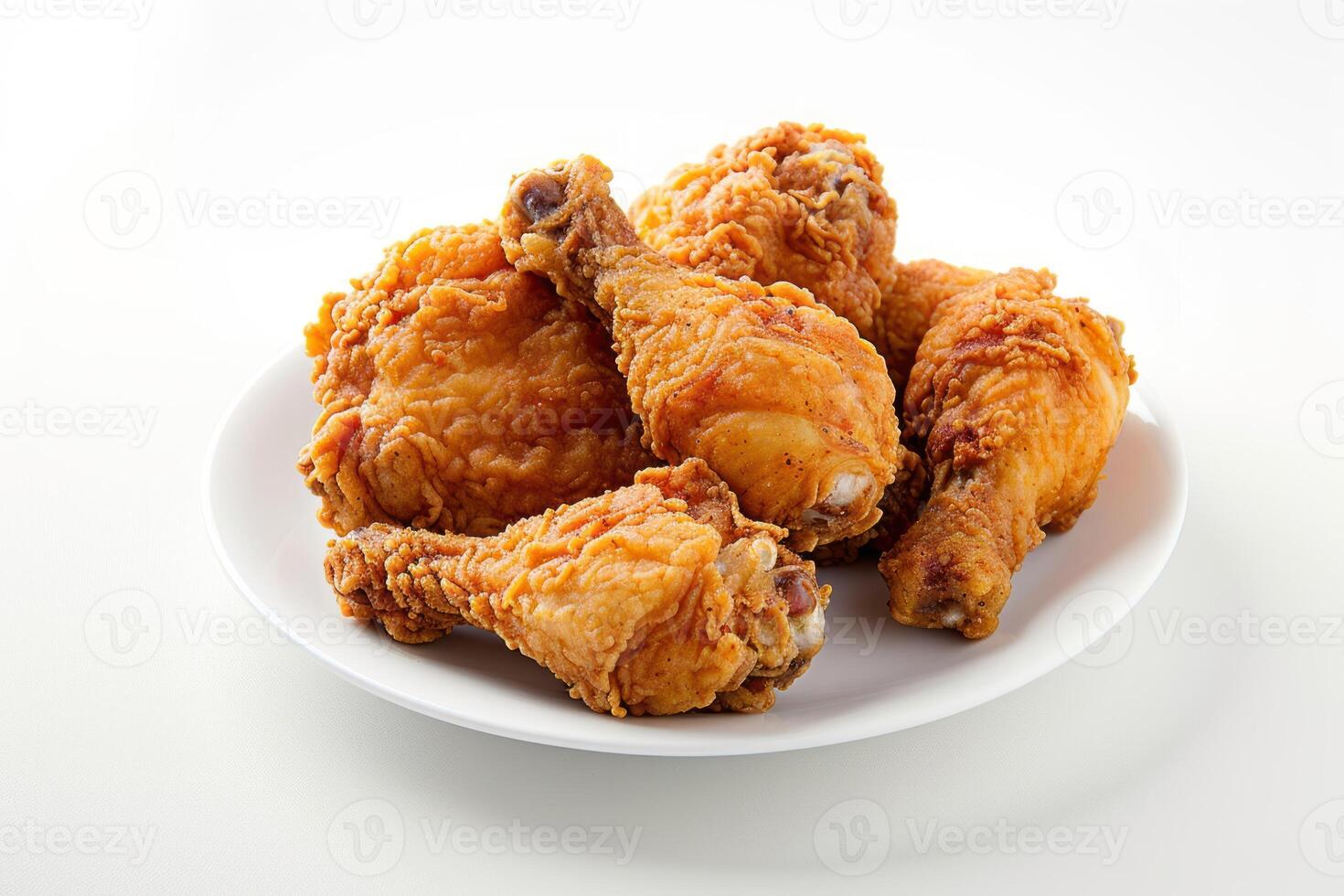 AI generated photo of fried chicken on the plate, clean white background