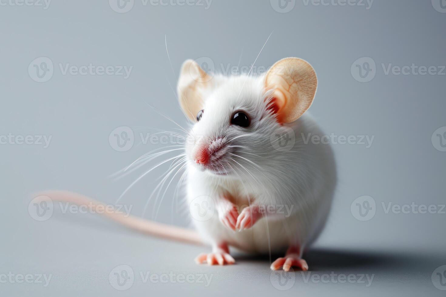 AI generated A white Mouse standing in solid background photo