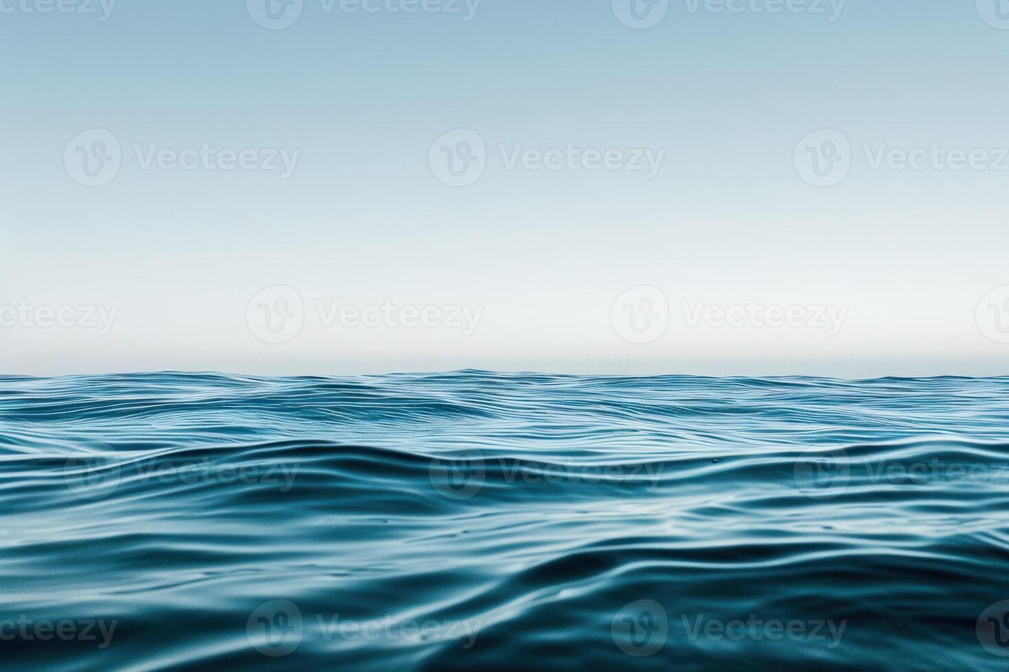 AI generated a flat and smooth water wave with blue sky over it photo