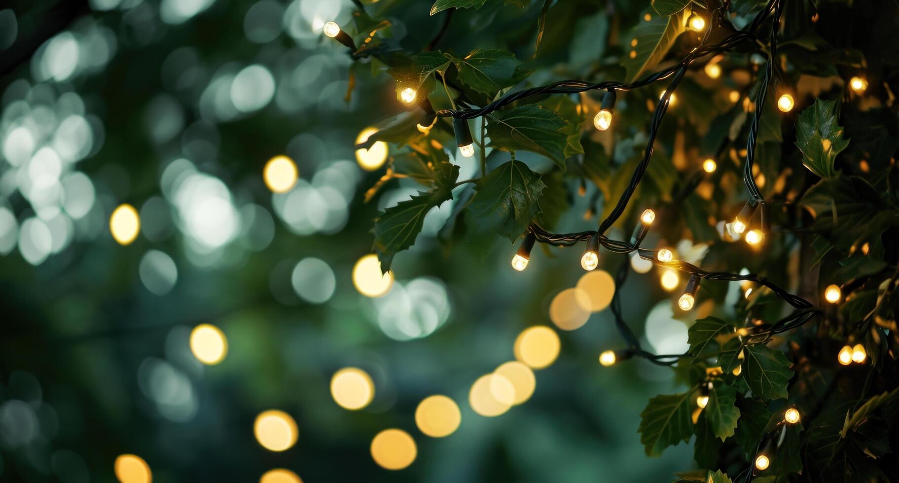 AI generated holiday lights on a string. photo