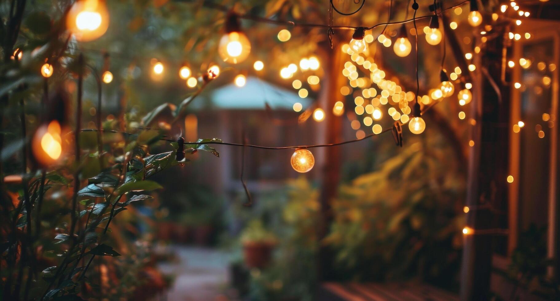 AI generated light bulbs hanging from the tree. photo