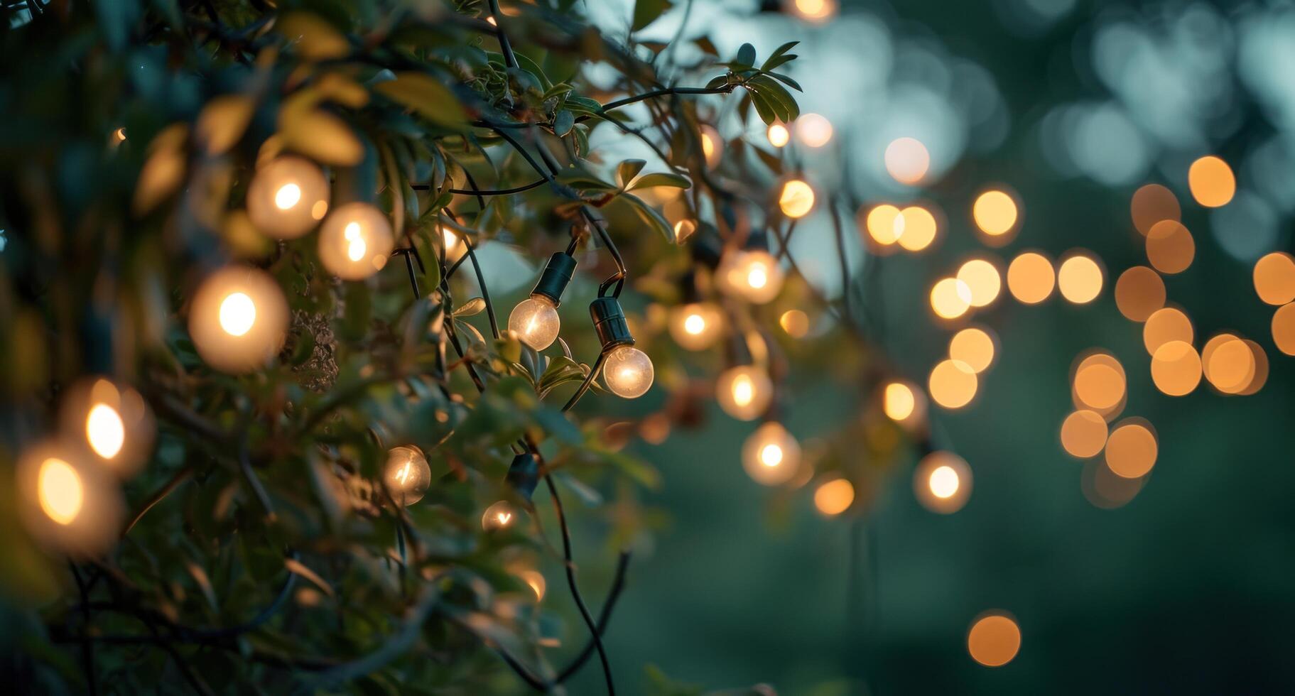 AI generated holiday lights on a string. photo