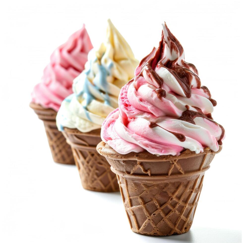 AI generated tasty ice cream isolated on white photo