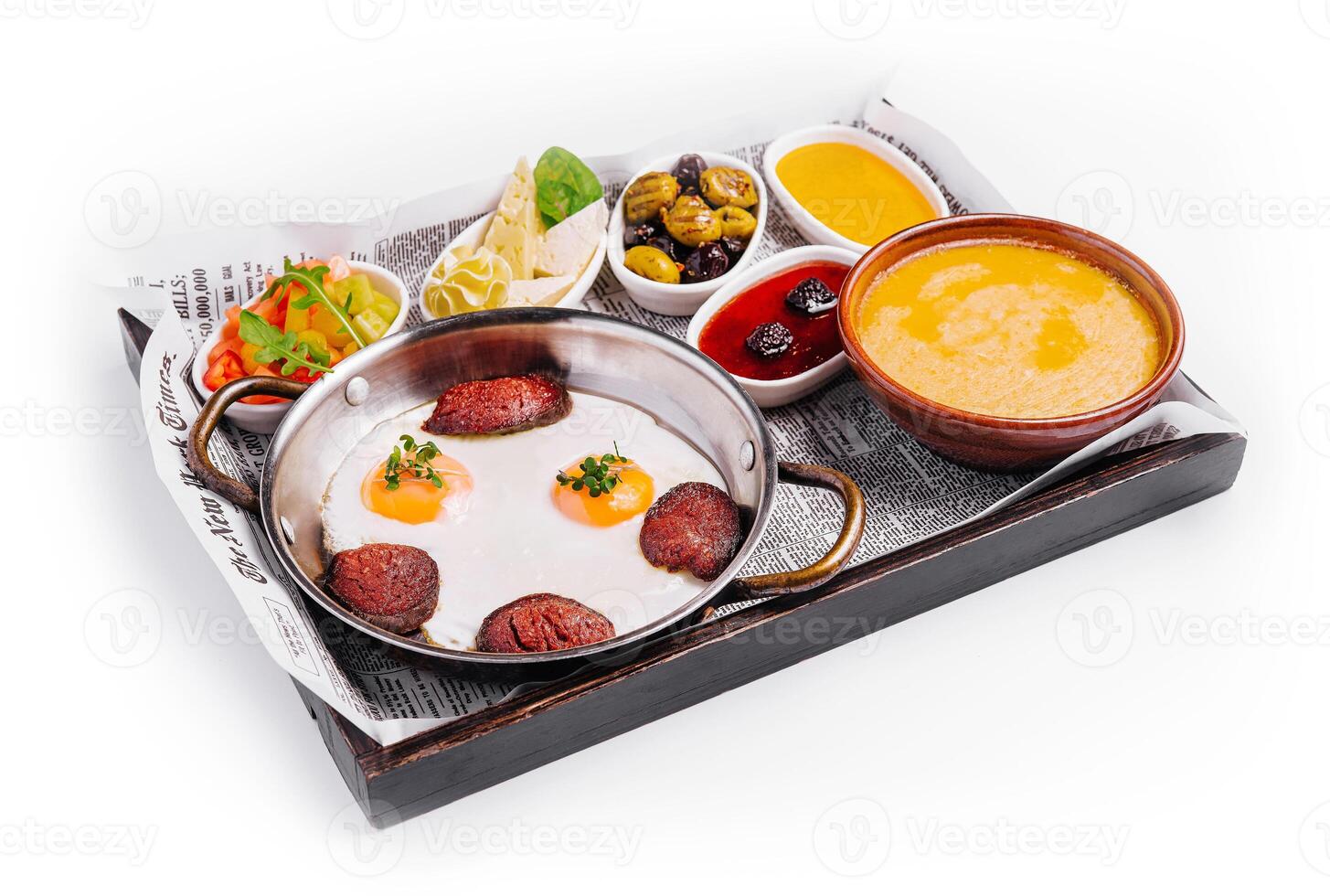 Full English breakfast isolated on white photo