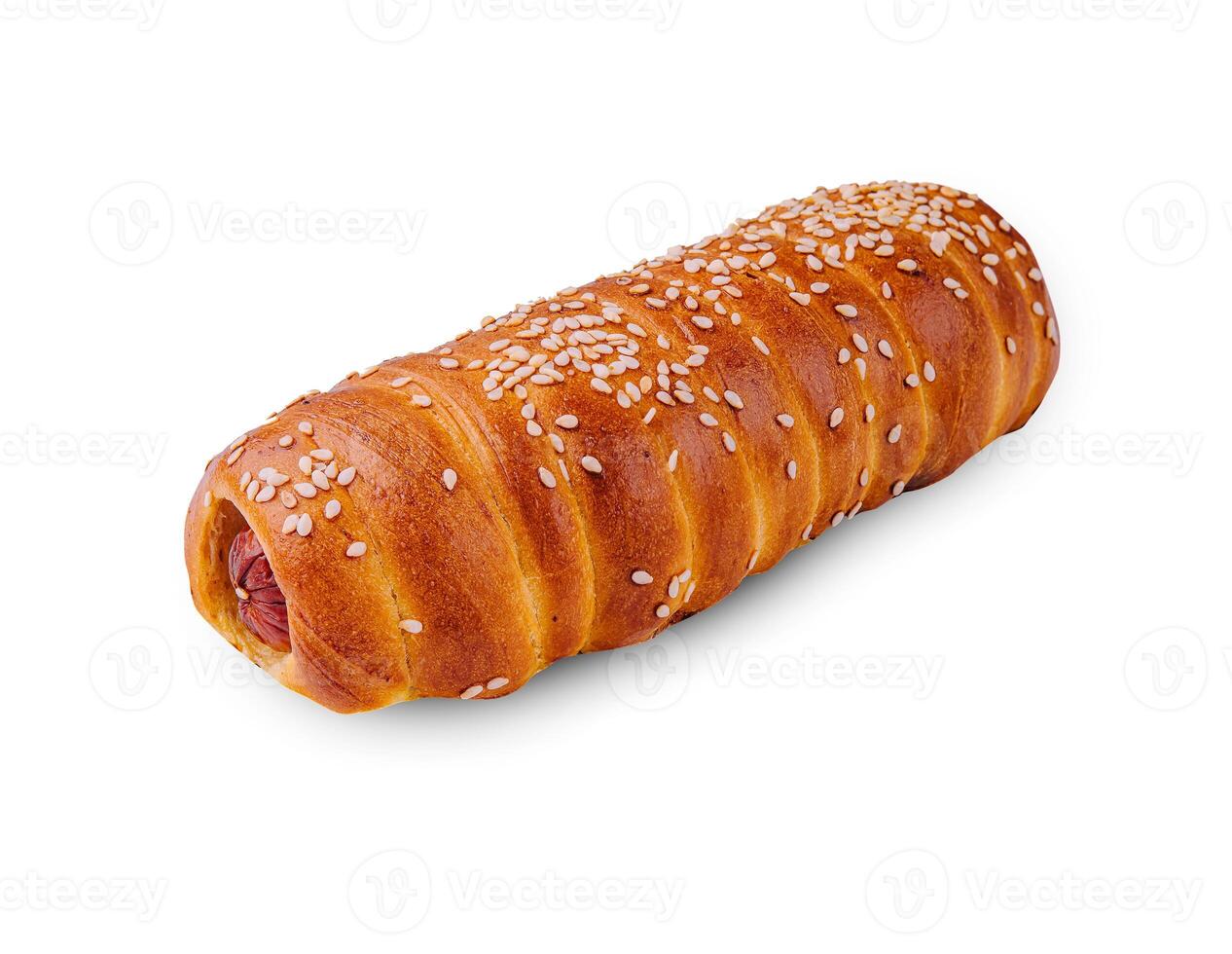 hot dog with sausage isolated on white photo