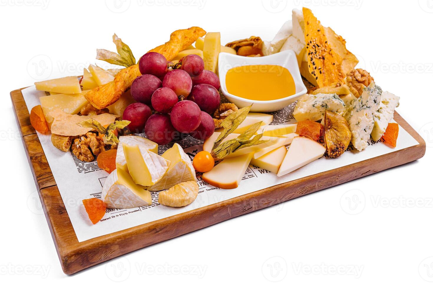 various types of cheese with fruits photo