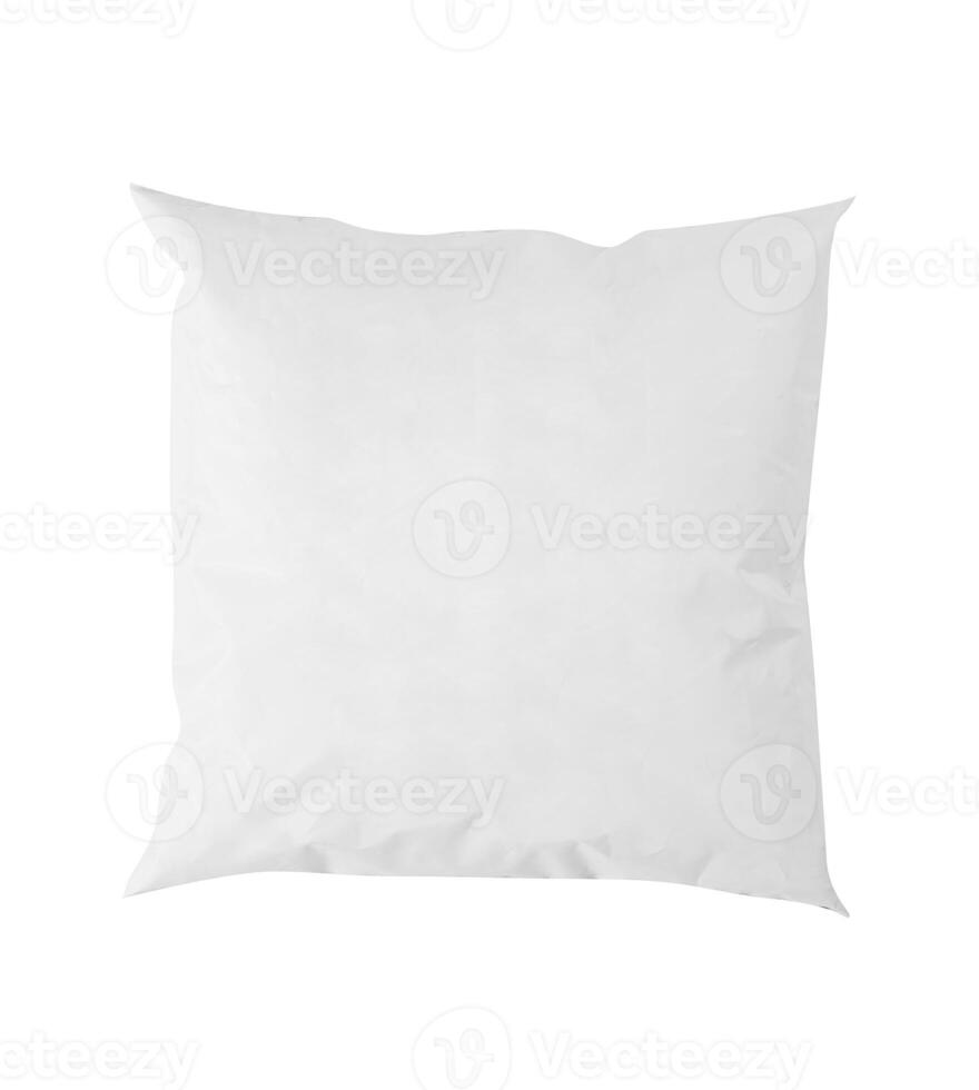 Blank or white plastic bag snack packaging isolated on white photo