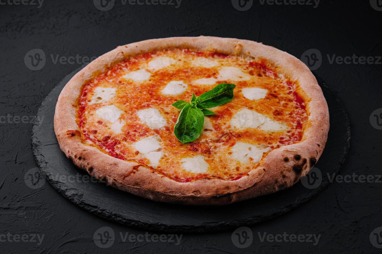 Neapolitan pizza on a cream sauce photo
