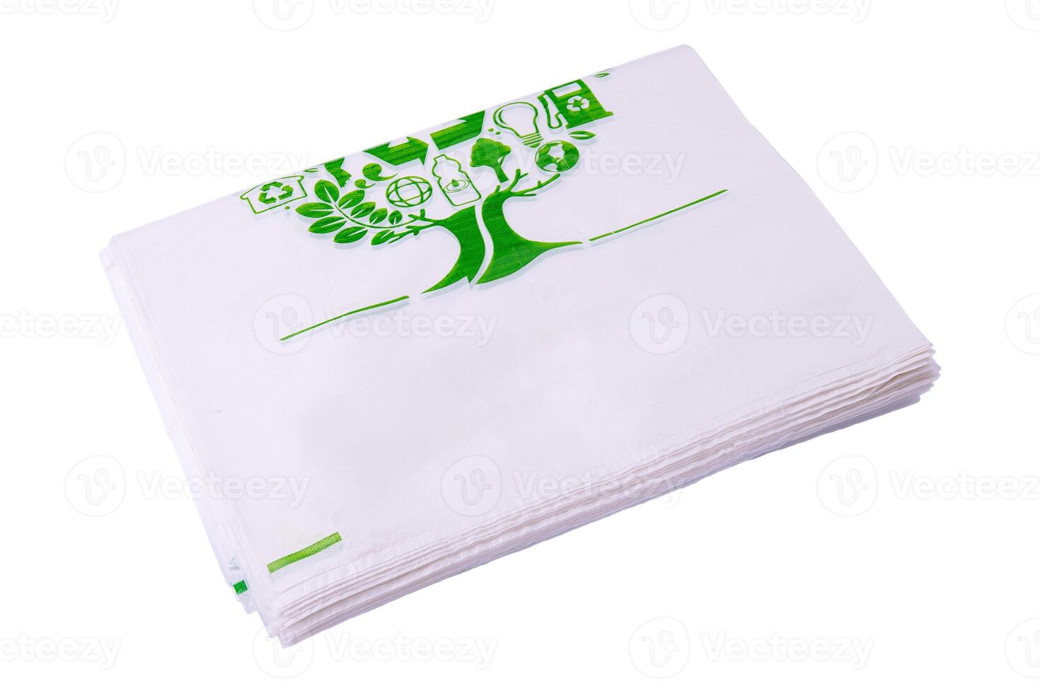 white plastic bag packing stacking on white background photo