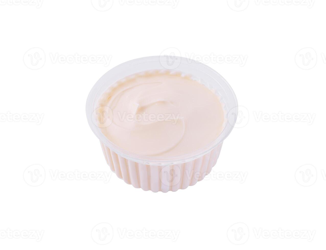 bowl of sour cream on white background photo