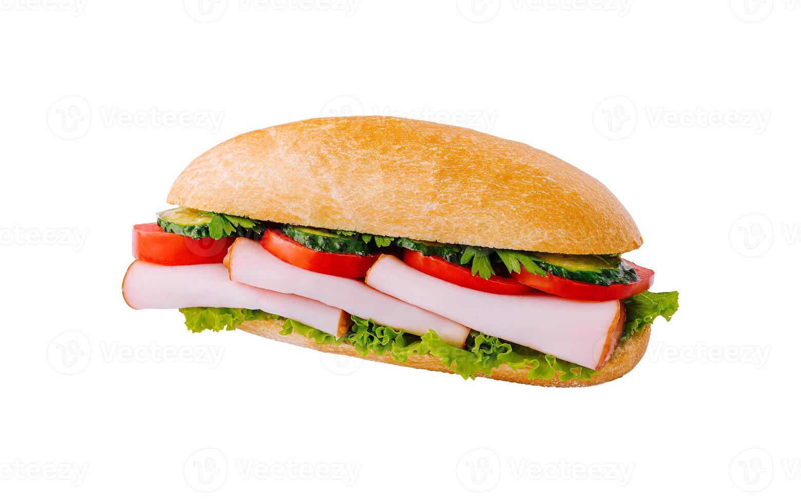 Delecious sandwich isolated on white background photo