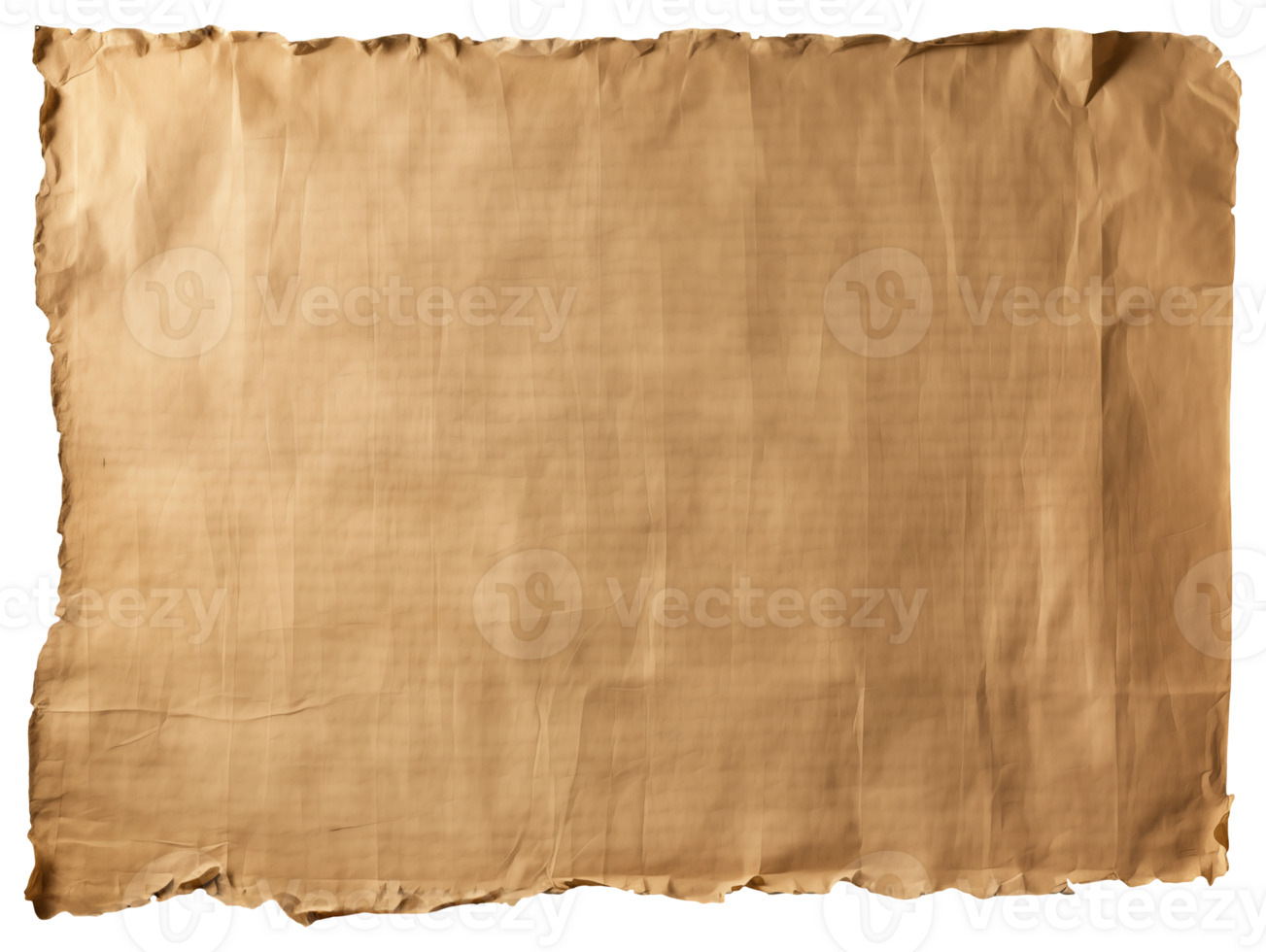 AI generated Old sheet of papyrus in a detailed form on a transparent background png