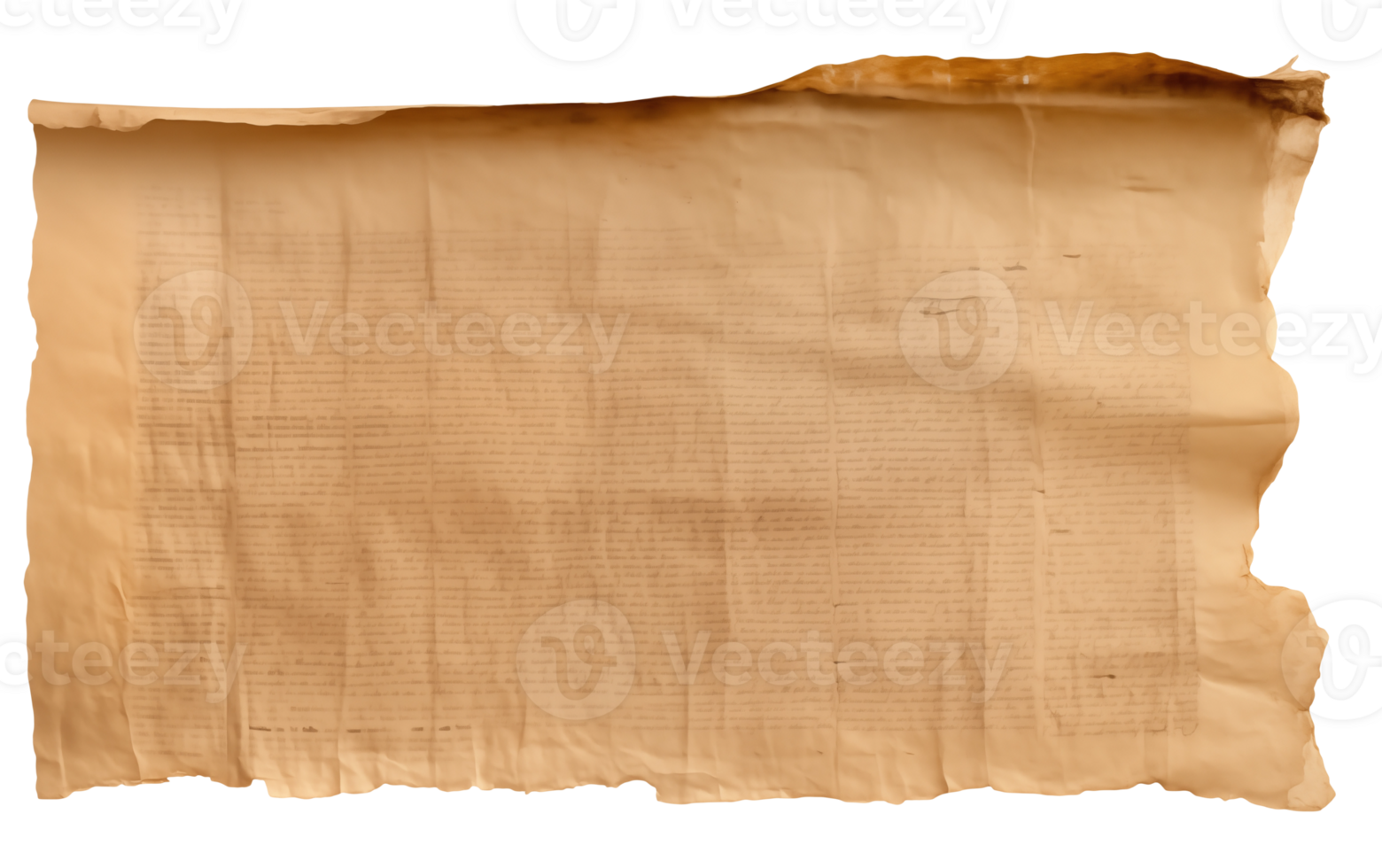 AI generated Old sheet of papyrus in a detailed form on a transparent background png