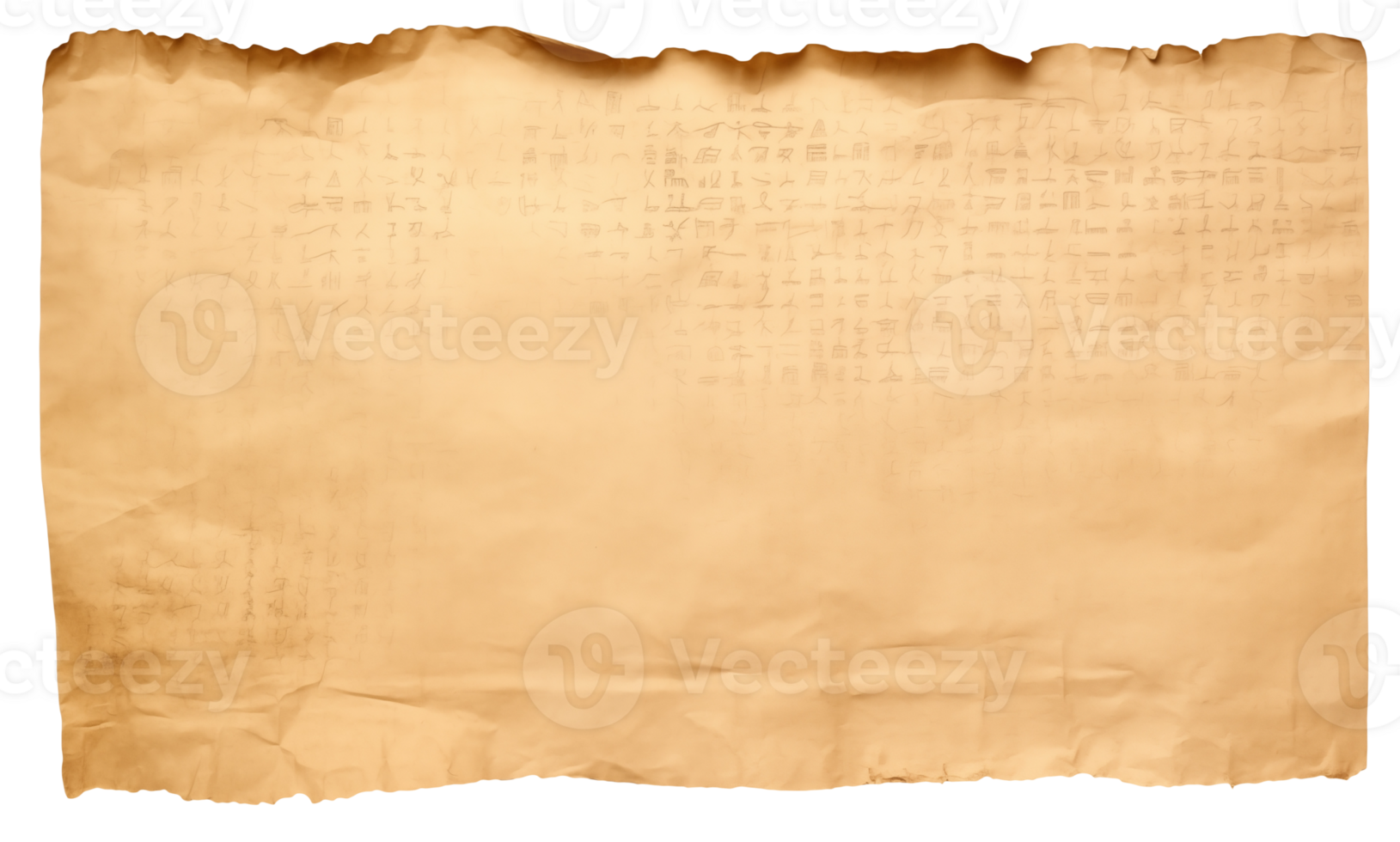 AI generated Old sheet of papyrus in a detailed form on a transparent background png