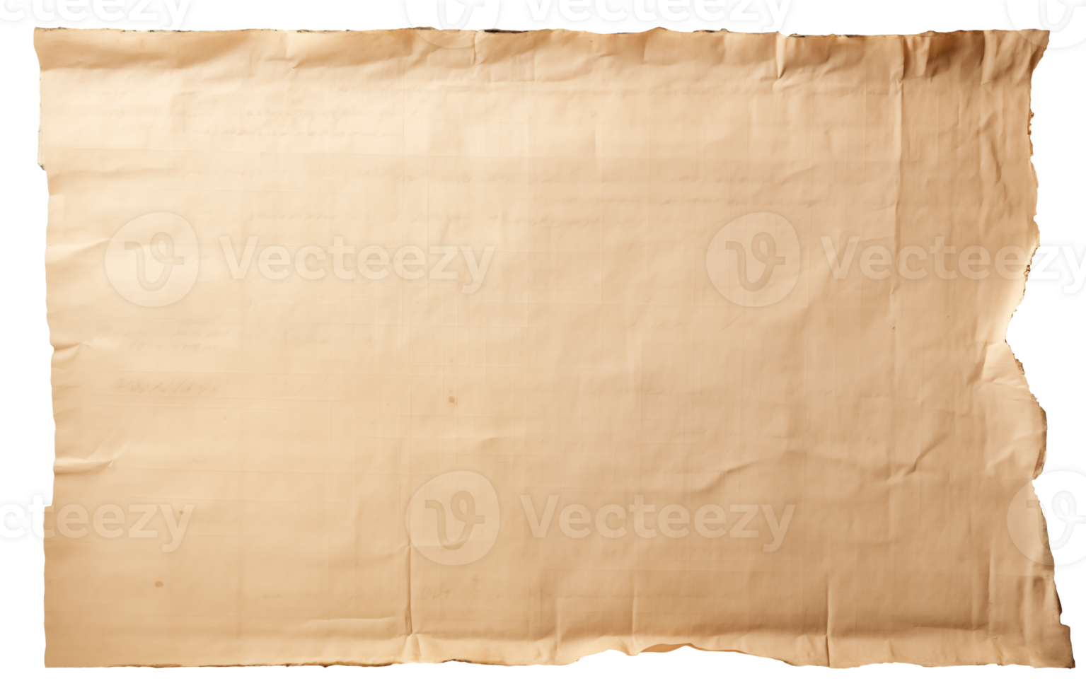 AI generated Old sheet of papyrus in a detailed form on a transparent background png