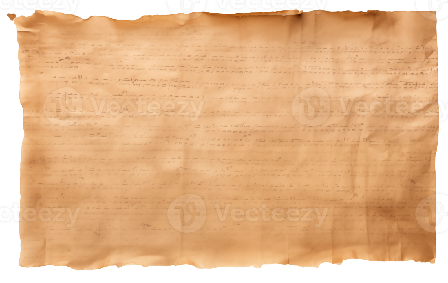 AI generated Old sheet of papyrus in a detailed form on a transparent background png