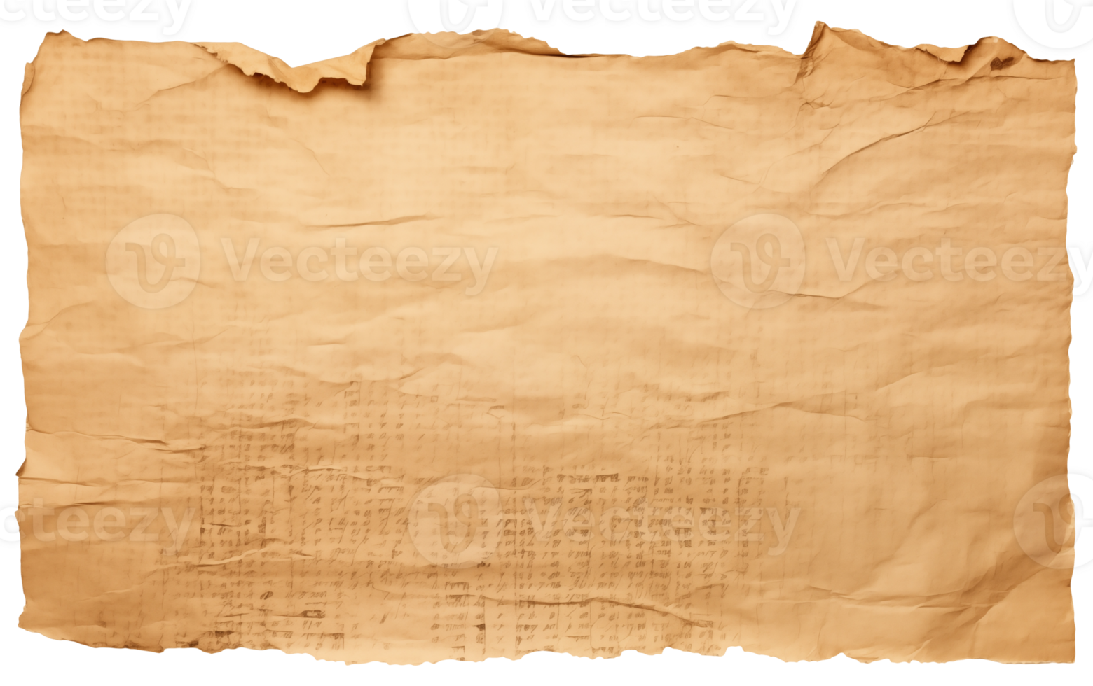 AI generated Old sheet of papyrus in a detailed form on a transparent background png
