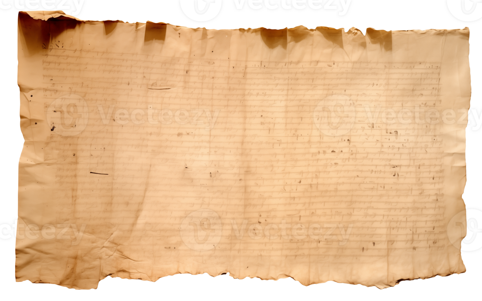 AI generated Old sheet of papyrus in a detailed form on a transparent background png