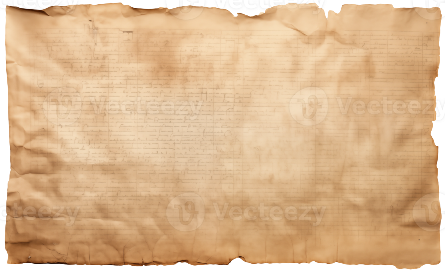 AI generated Old sheet of papyrus in a detailed form on a transparent background png