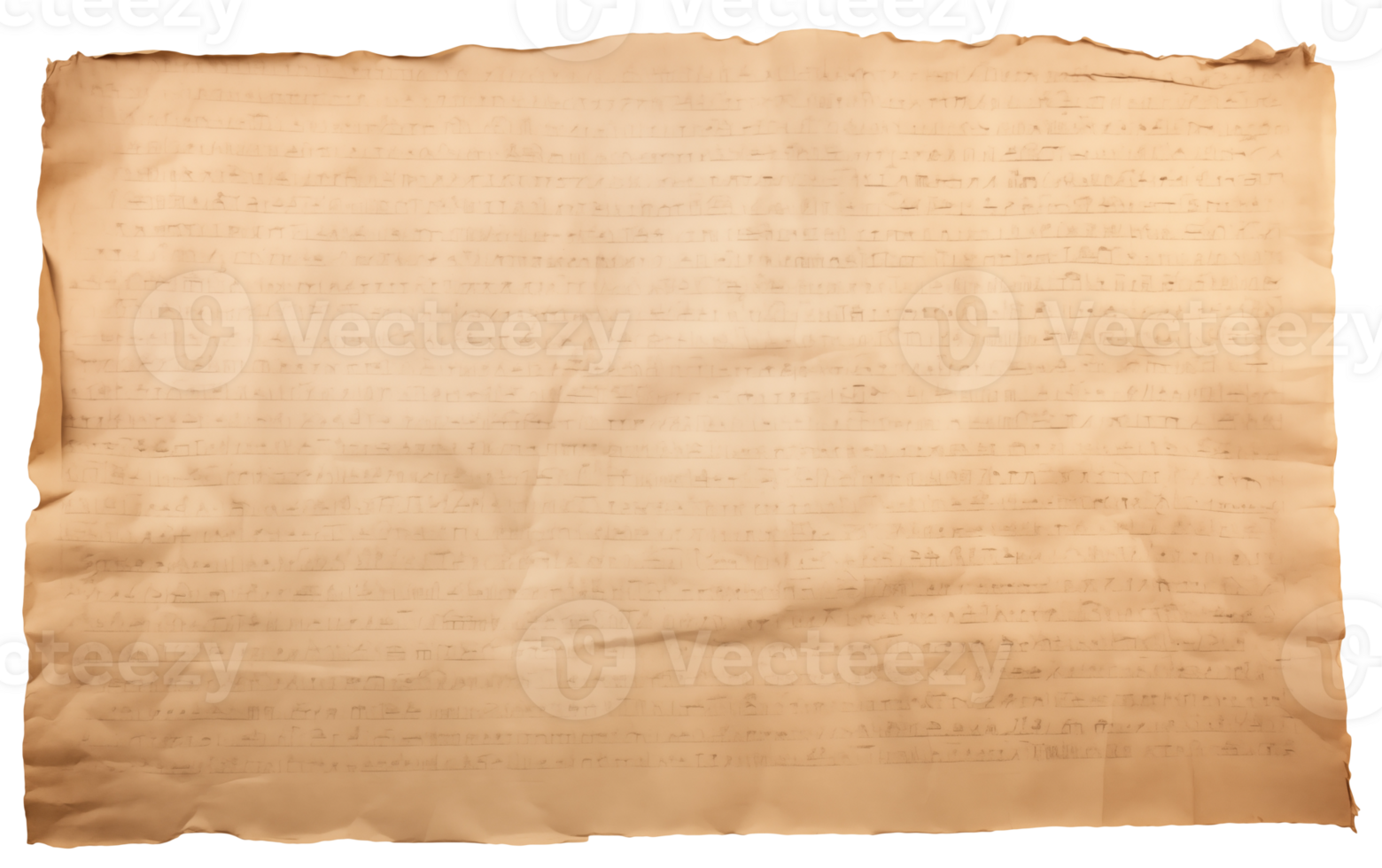 AI generated Old sheet of papyrus in a detailed form on a transparent background png