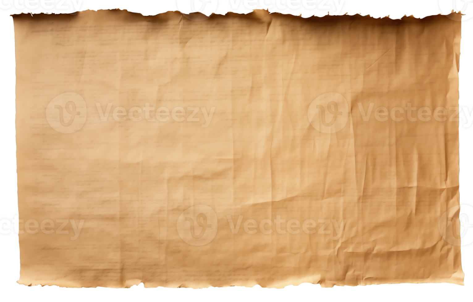 AI generated Old sheet of papyrus in a detailed form on a transparent background png
