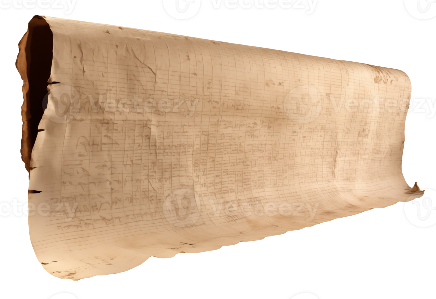 AI generated Old sheet of papyrus in a detailed form on a transparent background png