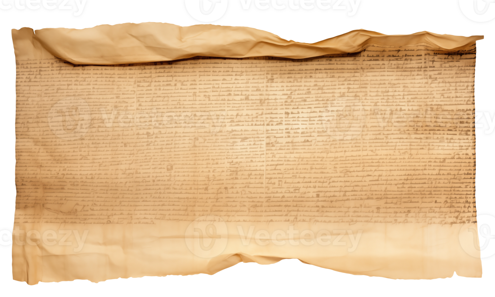 AI generated Old sheet of papyrus in a detailed form on a transparent background png