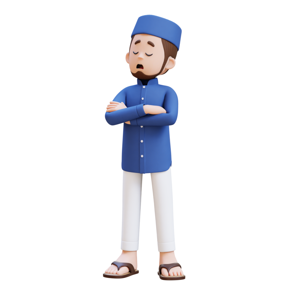 3D Characters of Muslim Man in pose of denial of dissatisfaction perfect for banner, web dan marketing material png