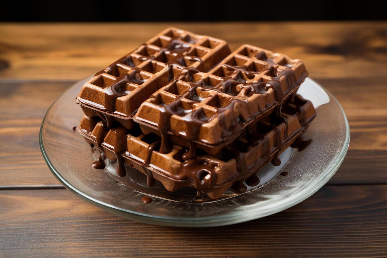 AI generated Tabletop Illusion Hyper-Realistic Chocolate Waffle Presentation photo