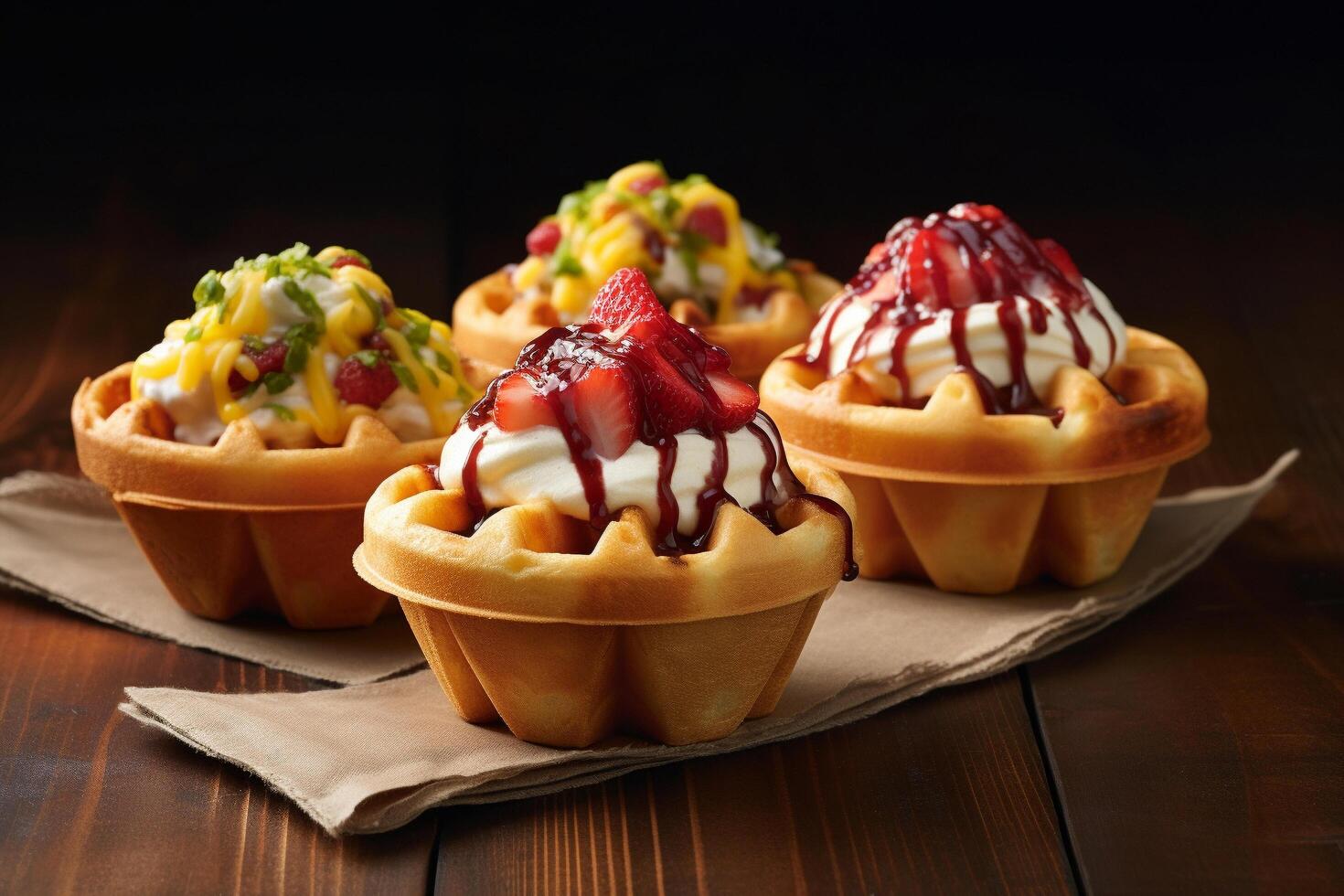 AI generated Bite-Sized Bliss Fast-Food Waffle Sliders, Big on Taste photo