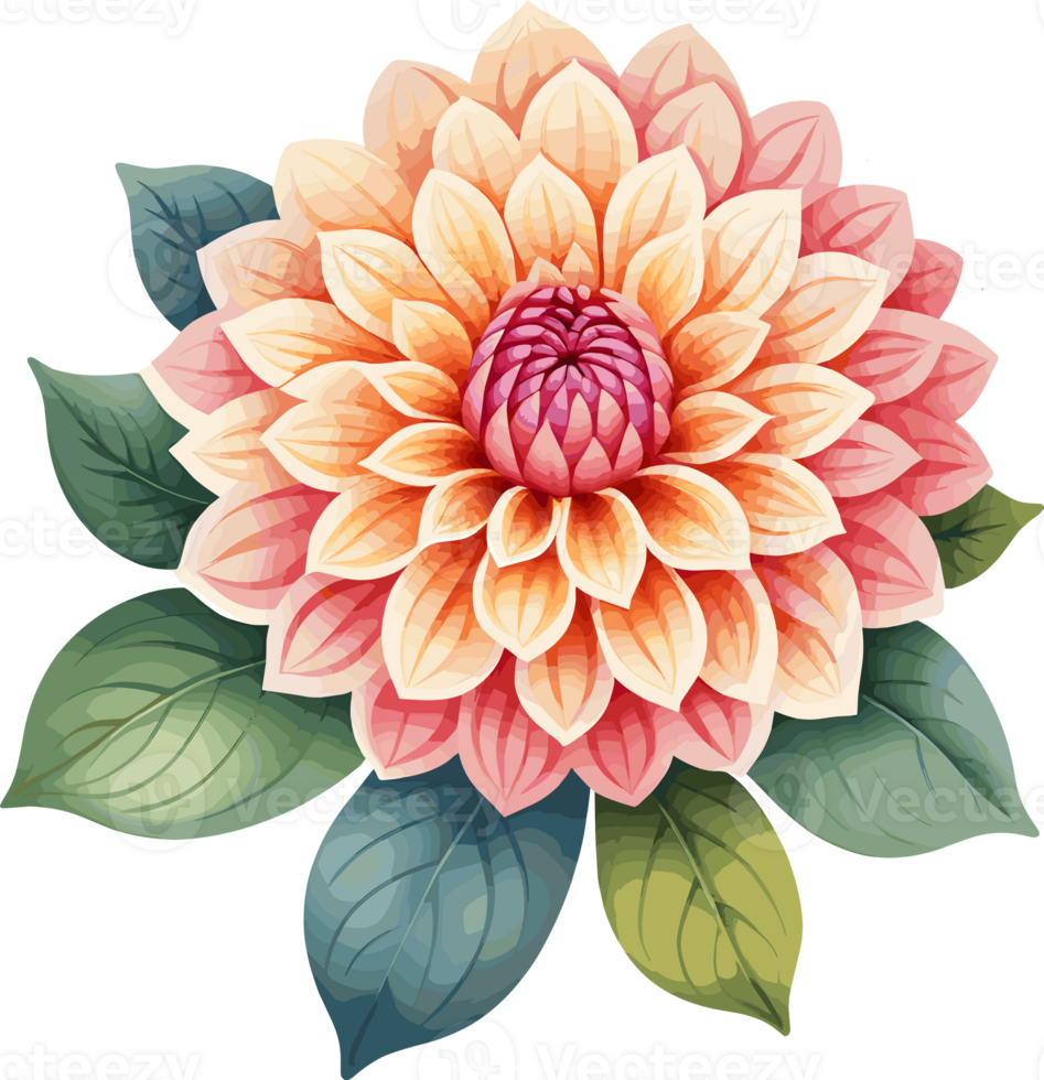 AI generated Blooming Dahlia flower isolated illustration in transparent background png