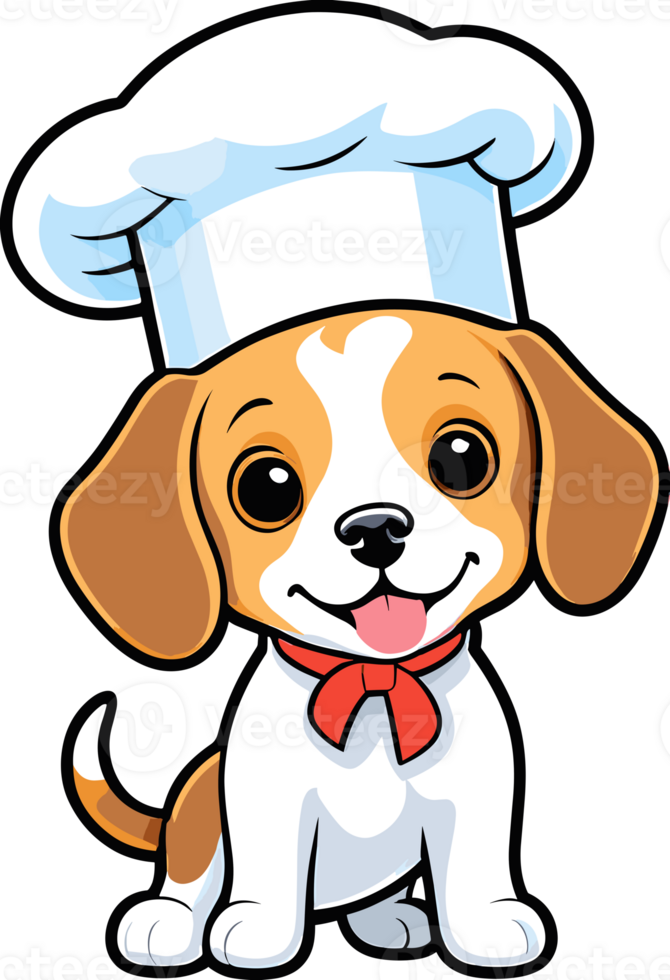 AI generated Adorable Beagle Puppy in Chef cap illustration in transparent background png