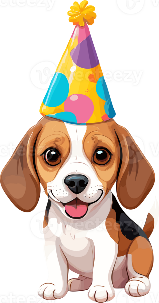 AI generated Adorable Baby Beagle in a Festive Party Hat in transparent background png